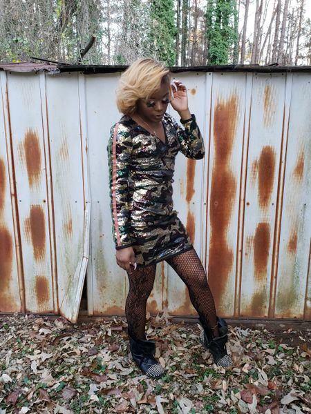 Camouflage Sequin Dress