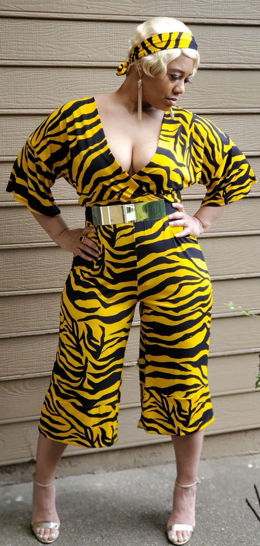 Yellow Zebra Print Jumpsuit